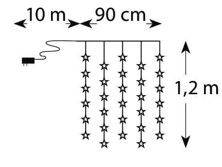 Valoverho Airam Kaili 30 lediä tähti valkoinen 0,9x1,2m ulos/sisälle