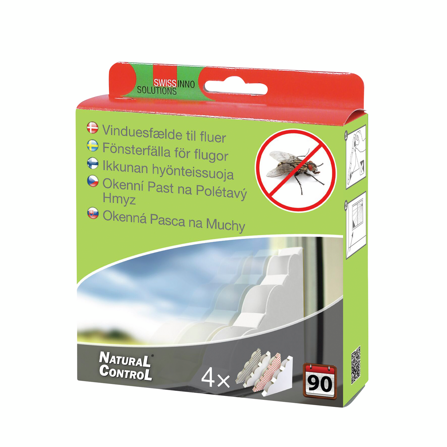 Kärpäspyydys ikkunaan Swissinno Natural Control valkoinen/kuvio 4kpl