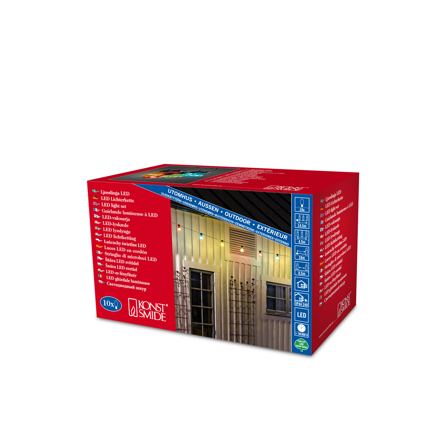 Led-ulkovalosarja Konstsmide Tivoli retro 10-osainen musta/värikäs