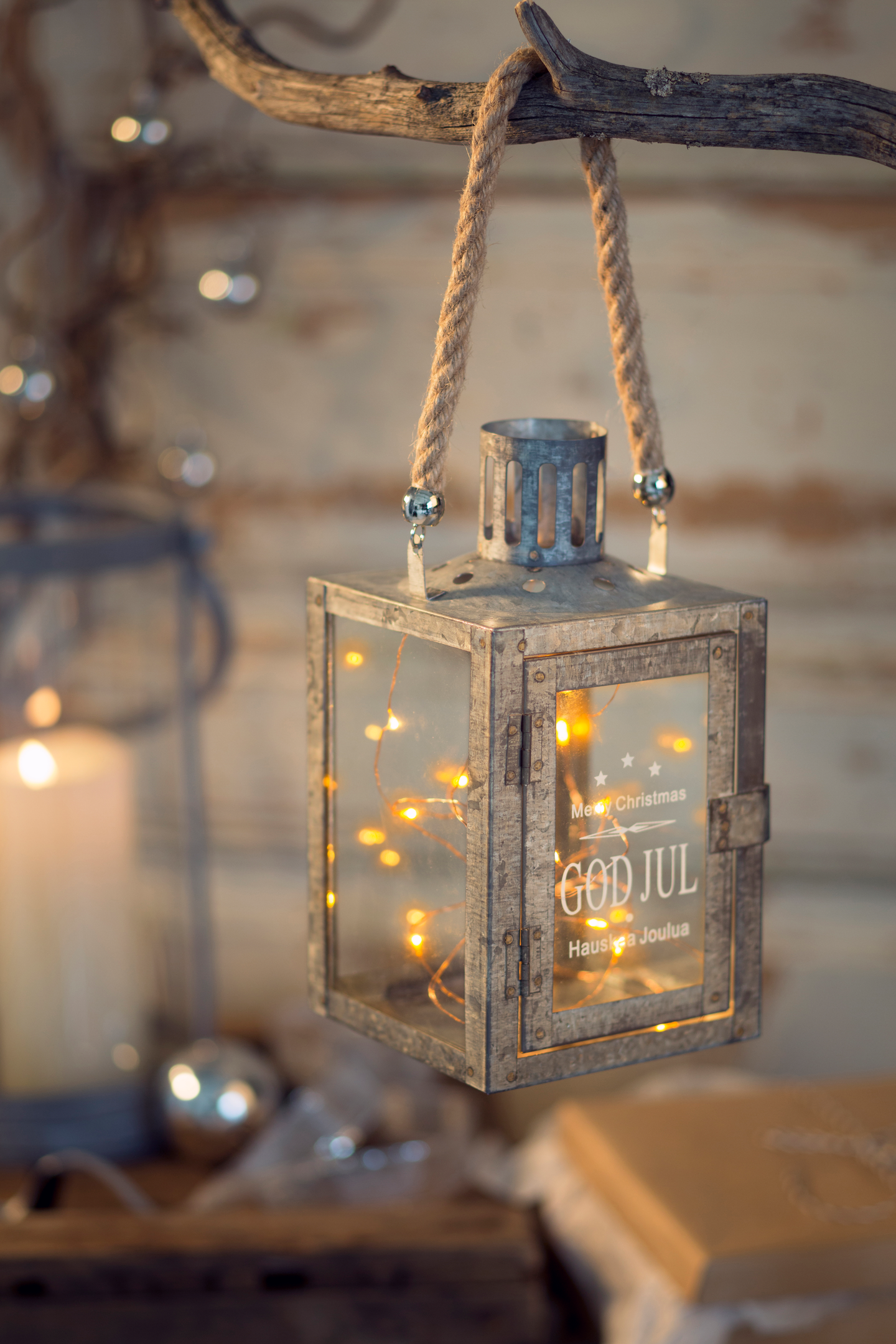 Lyhty Weiste hauskaa joulua 22cm