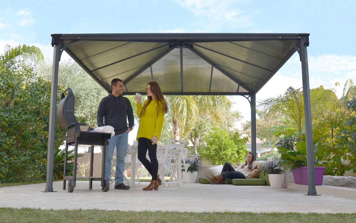 Pergola Palram-Canopia Palermo 3600 3,6x3,6m harmaa