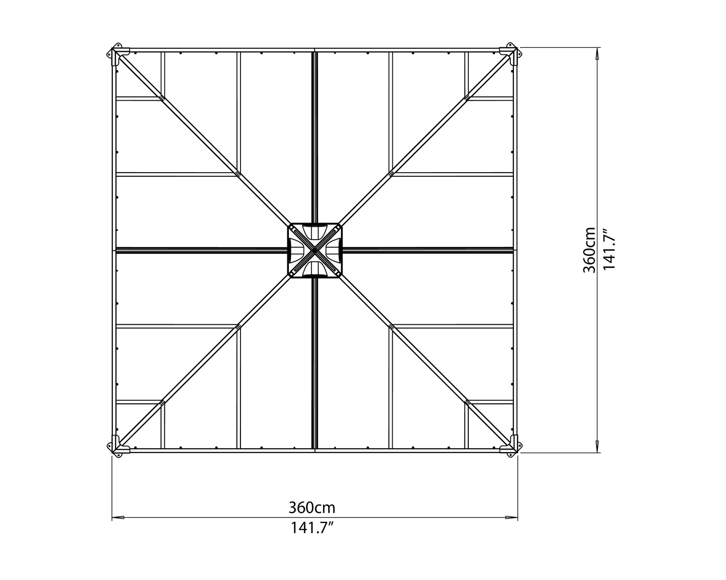 Pergola Palram-Canopia Palermo 3600 3,6x3,6m harmaa