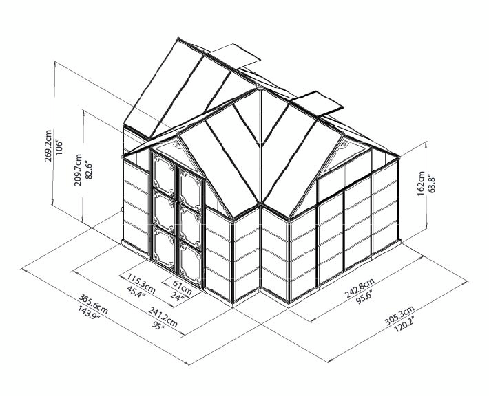 Kasvihuone Palram-Canopia Victory T-shape 11,14m²