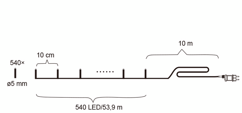 Valosarja Cello 540 lediä IP44 lämmin valkoinen