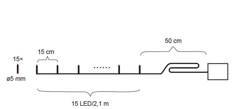 Valosarja Cello 15 lediä IP20 paristolla