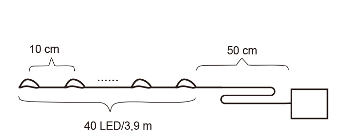 Valolanka Cello 40 lediä IP20 hopea