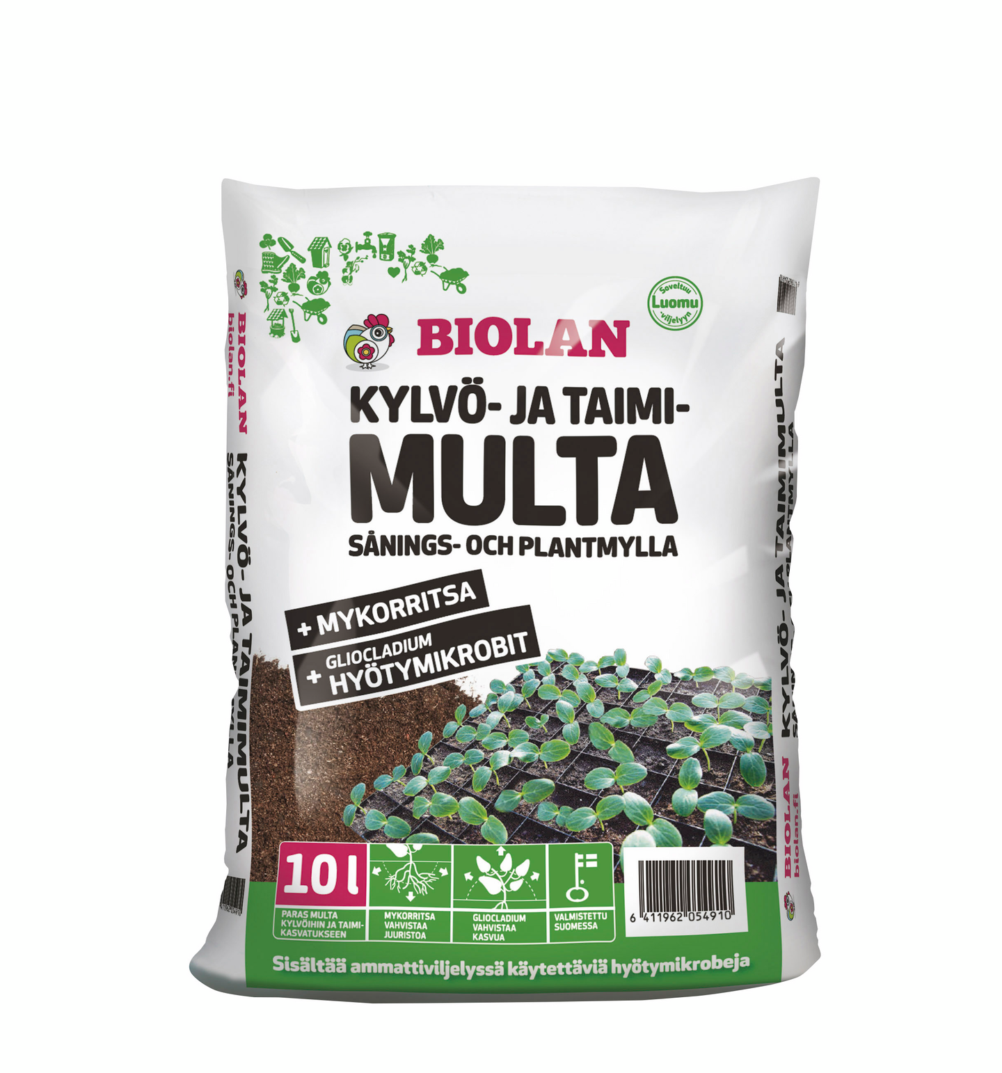 Kylvö- ja taimimulta Biolan 10l