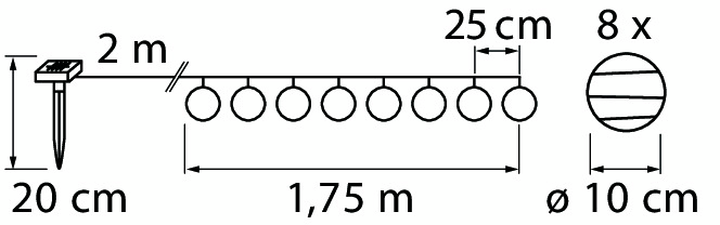 Solar-pallosarja Airam Hanna 8 valkoinen/harmaa