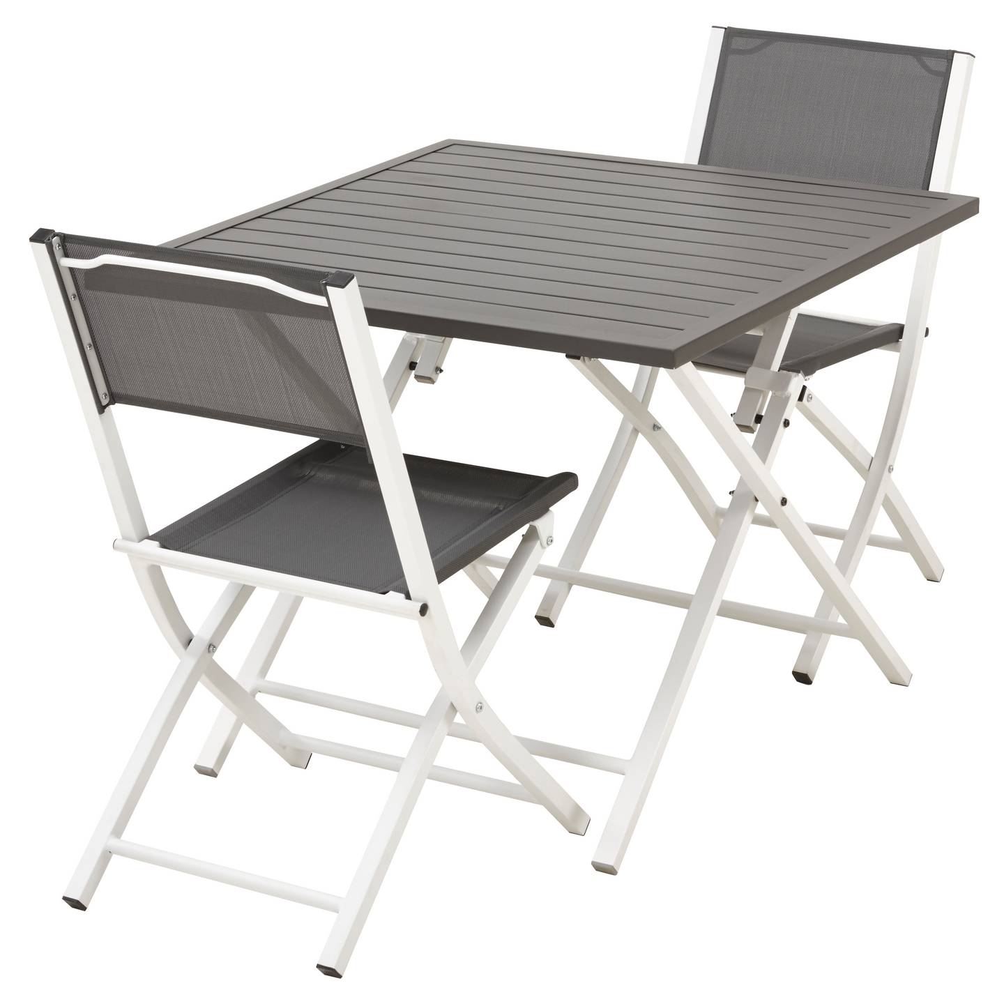 Taittopöytä Cello harmaa pöytätaso/valkoinen runko Porto 90x90x72cm