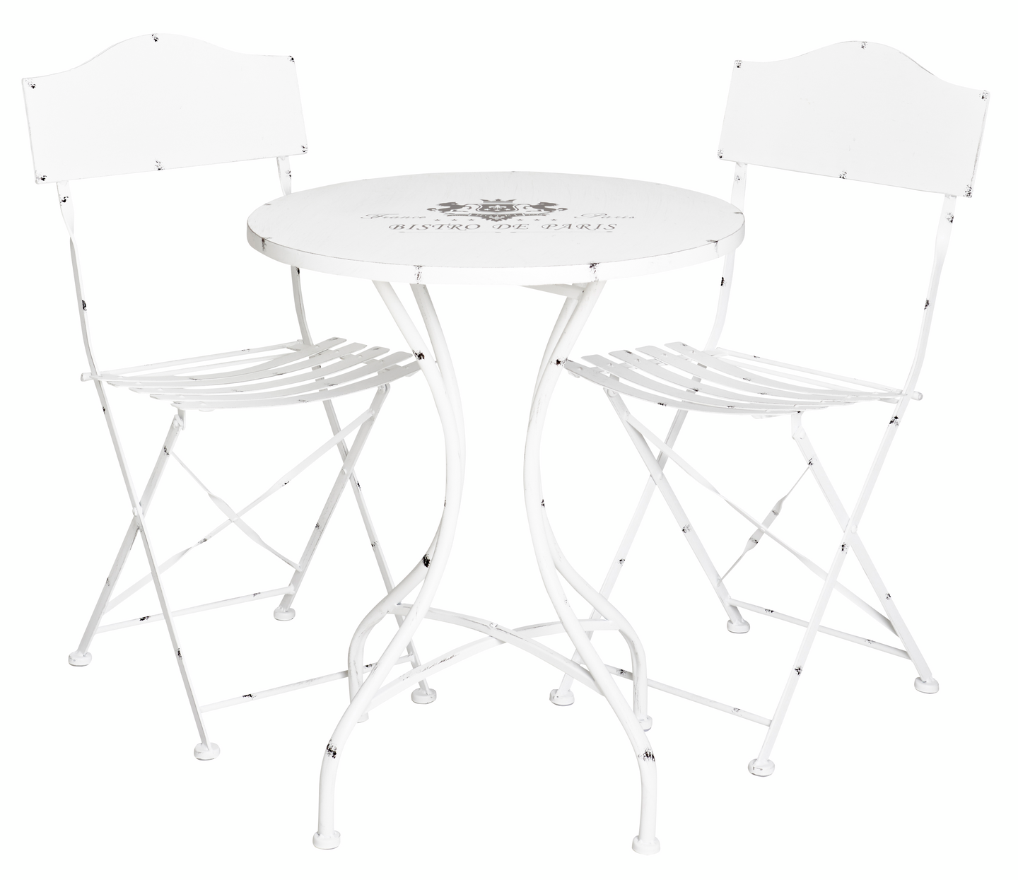 Parvekesetti Saba pöytä ja 2 tuolia valkoinen metallia