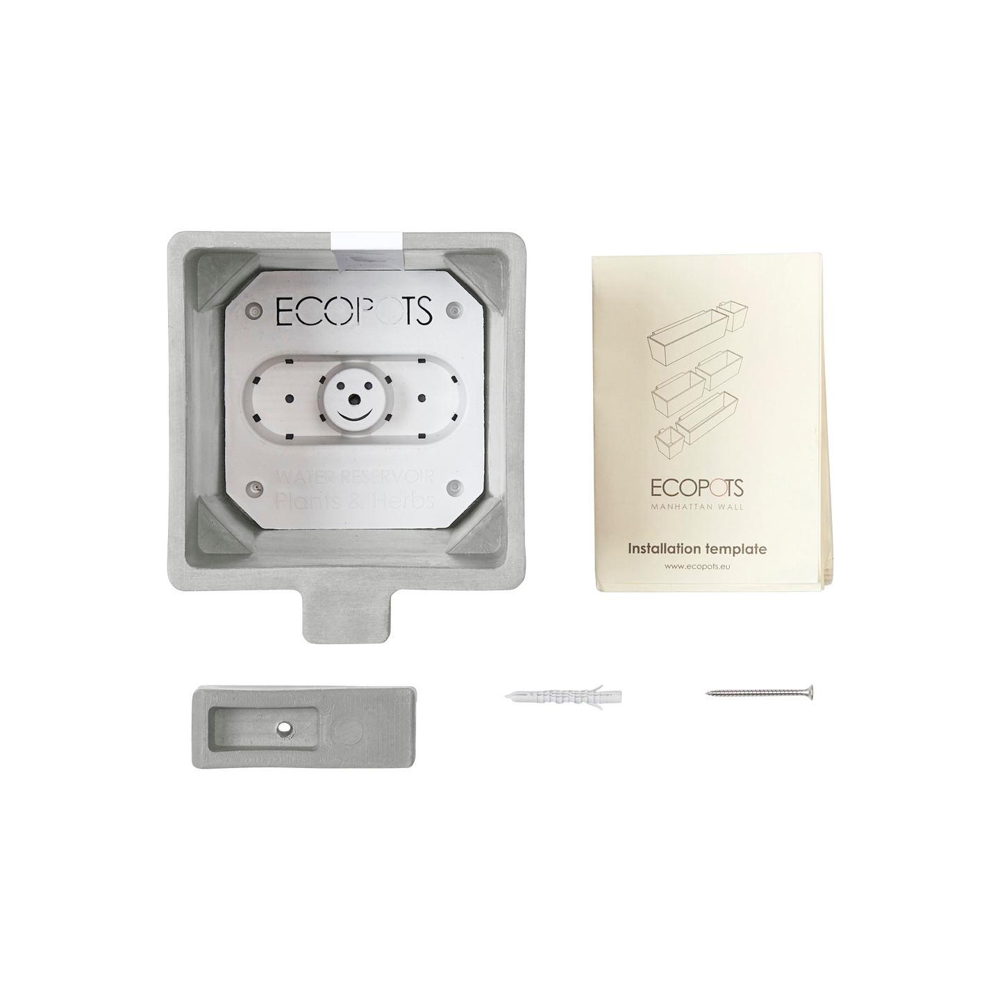 Seinäruukku Ecopots Manhattan 15cm valkoharmaa