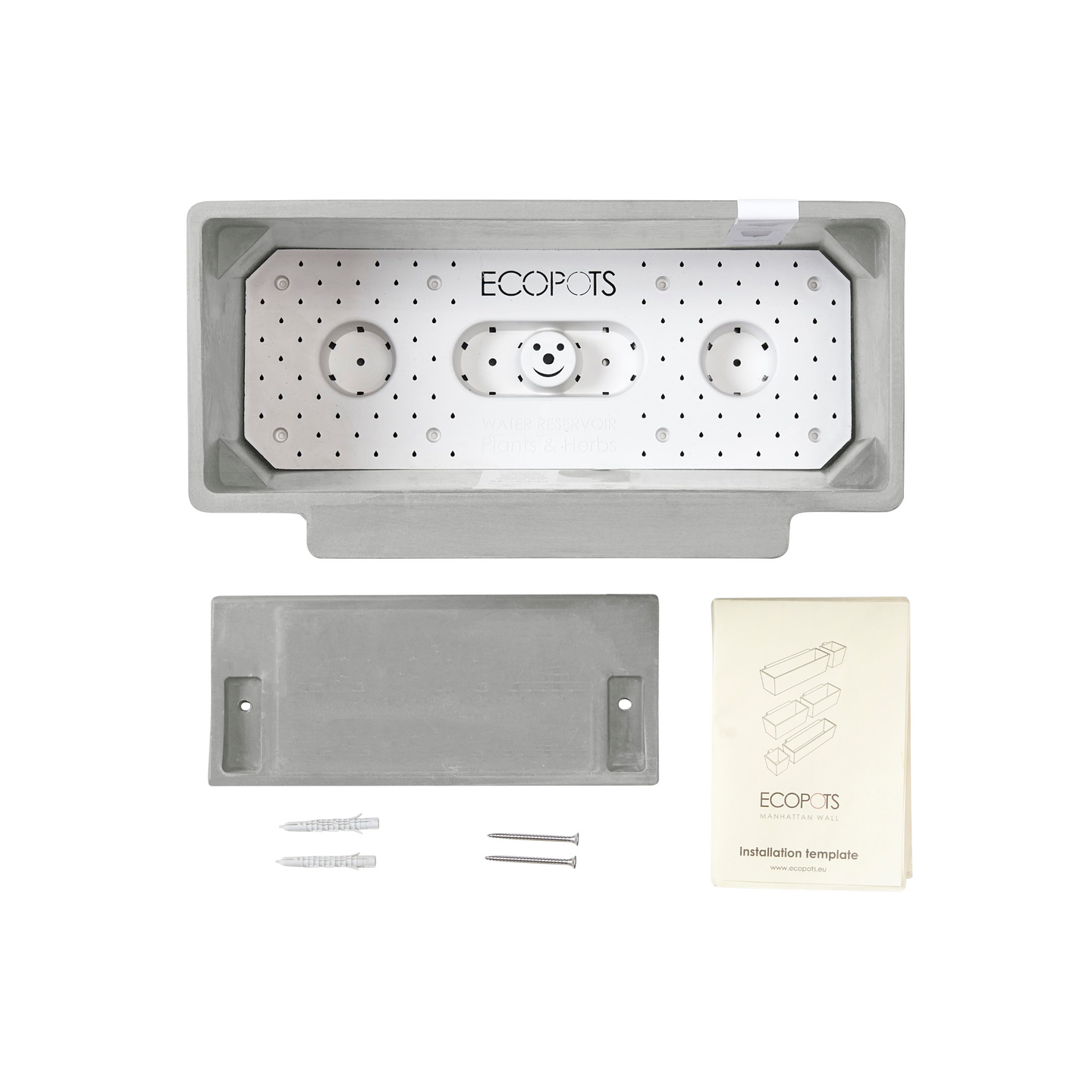 Seinäruukku Ecopots Manhattan 35cm valkoharmaa