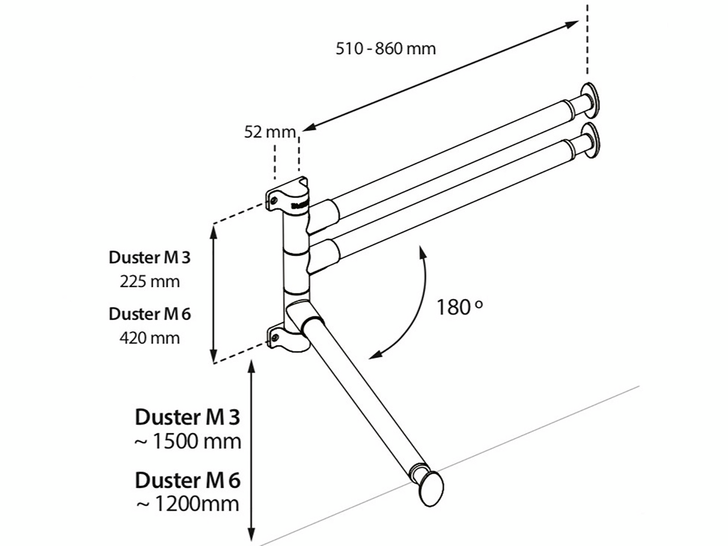 Tuuletusteline Pisla Duster M3 valkoinen