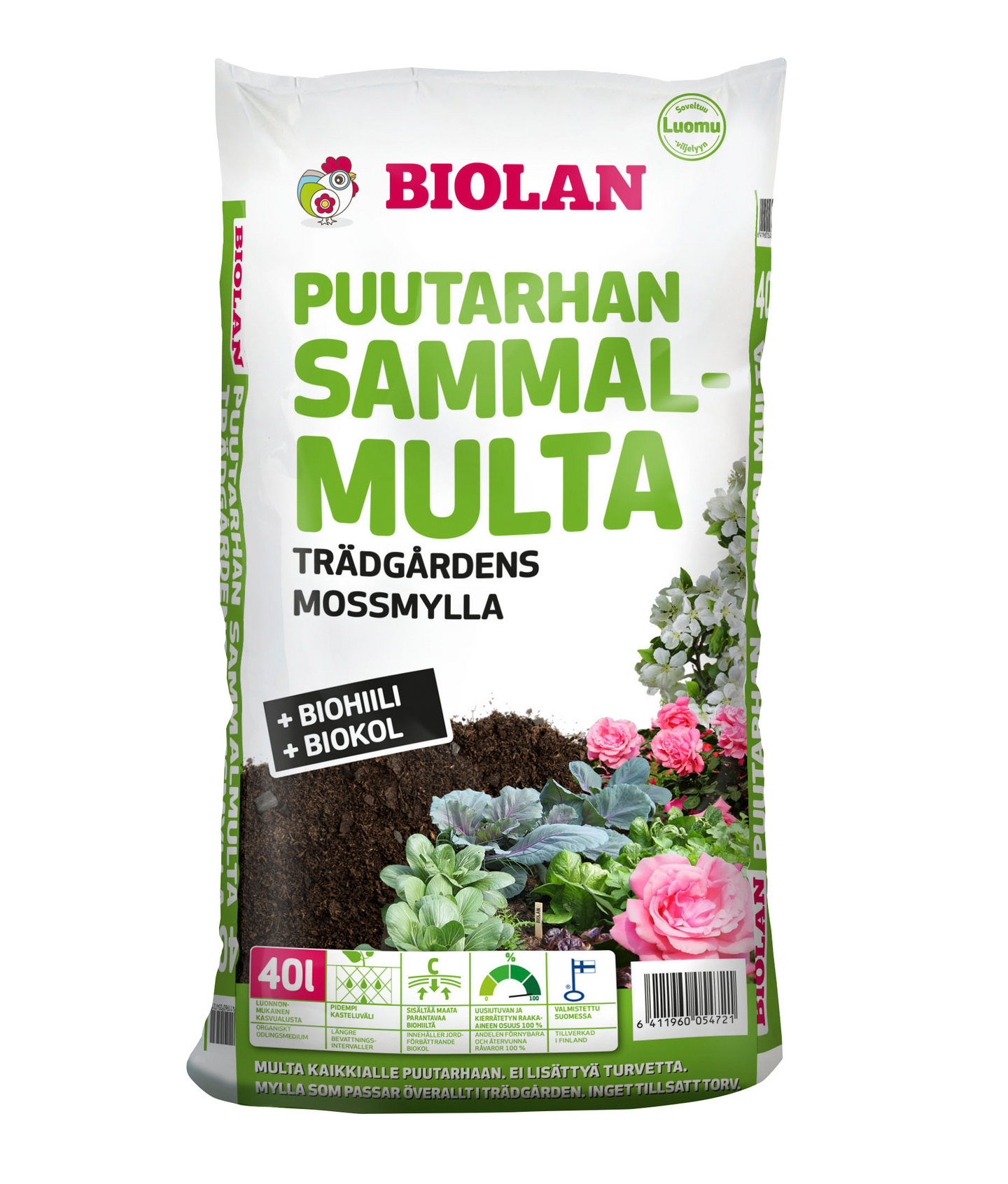 Puutarhan sammalmulta Biolan 40l