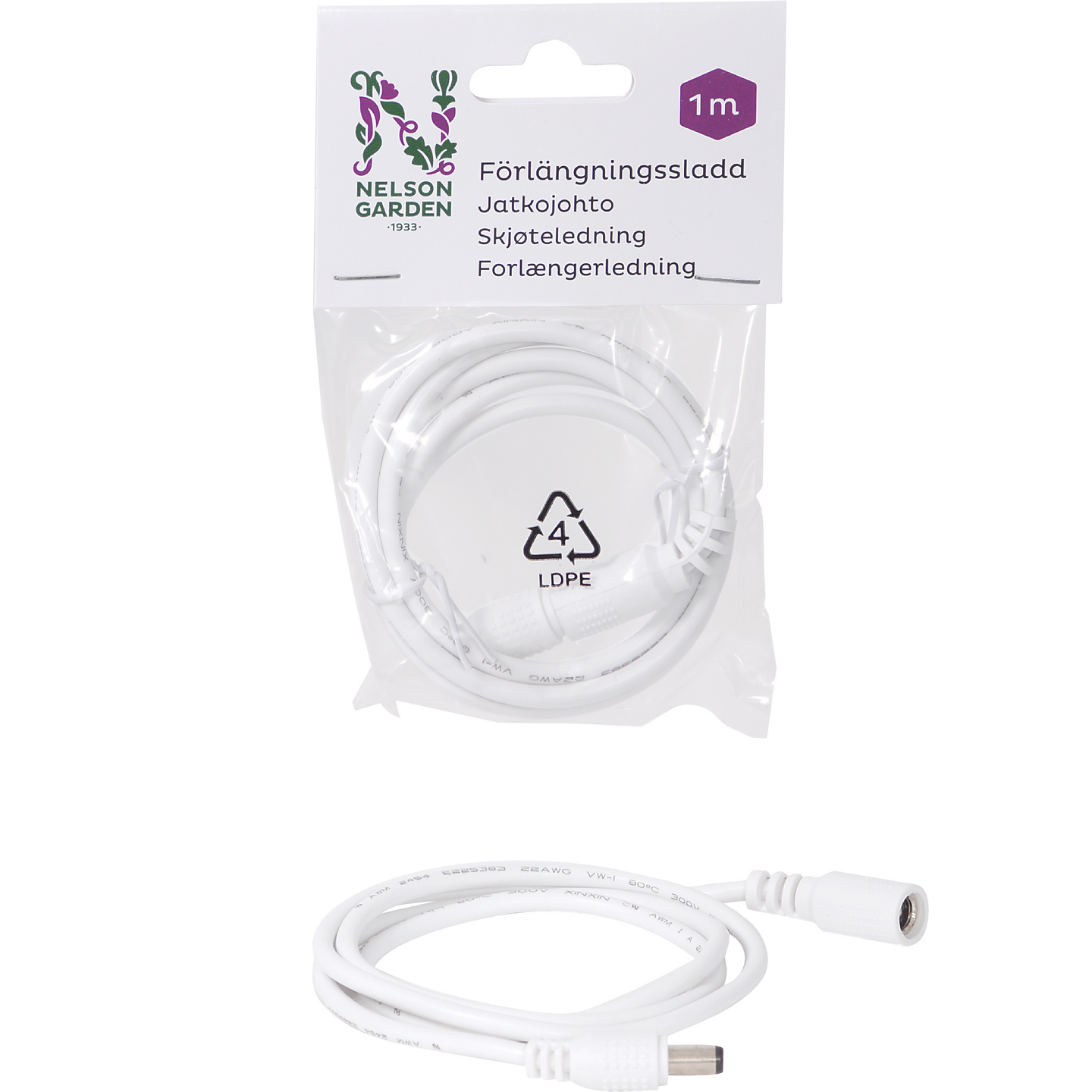 Jatkojohto Nelson Garden dc halkaisija 6,3mm 1m