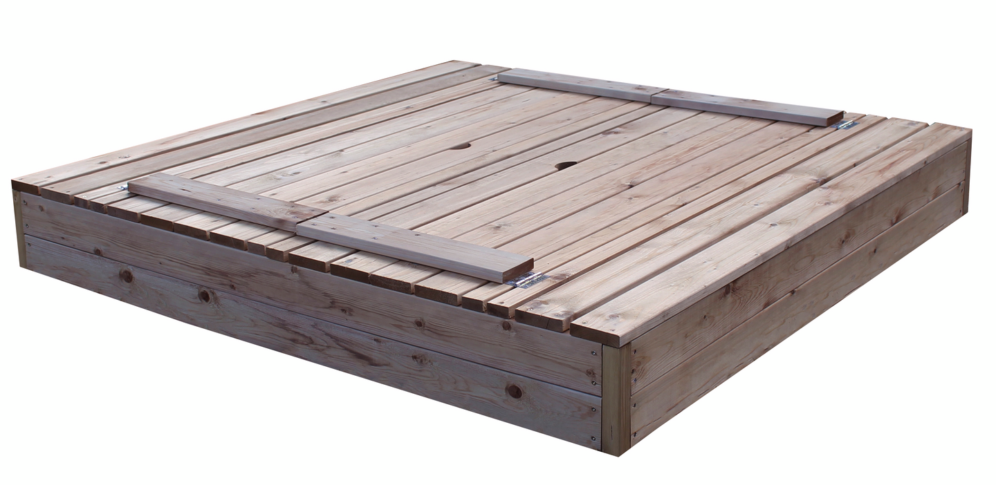 Hiekkalaatikko 120x120cm istumilla ruskea