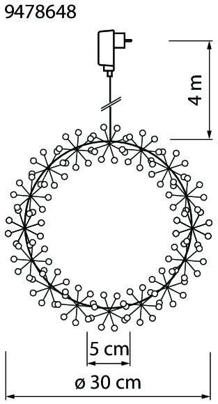 Kranssi Airam Elsie 30cm IP20 valkoinen