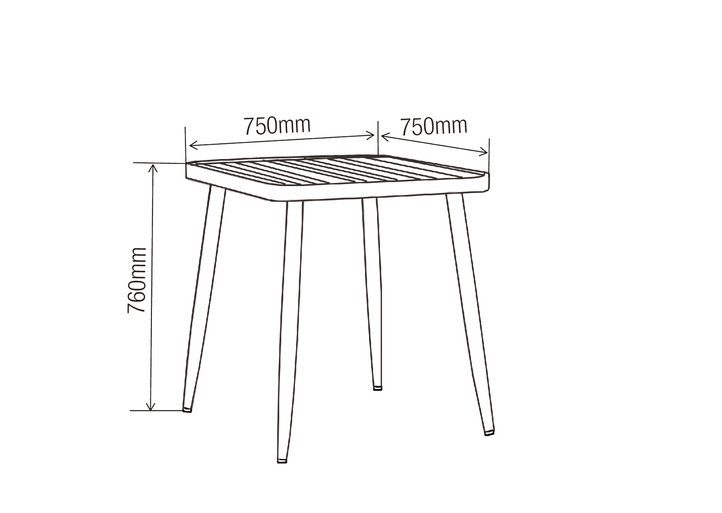 Pöytä Cello Retro 75x75x76cm harmaa
