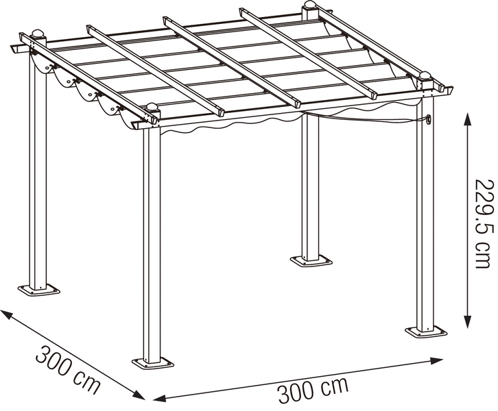 Pergola Cello Halo 3x3m valkoinen runko