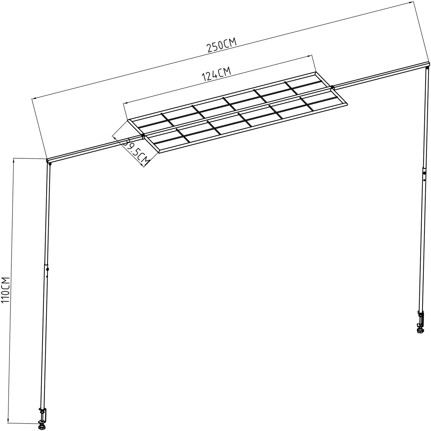 Pöytäteline Cello ritilä 130/250cm