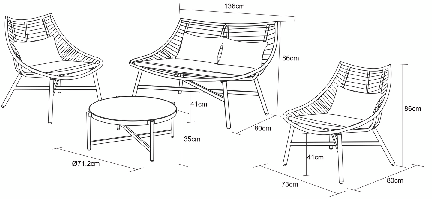 Sohvasetti Cello Oslo 4 osaa