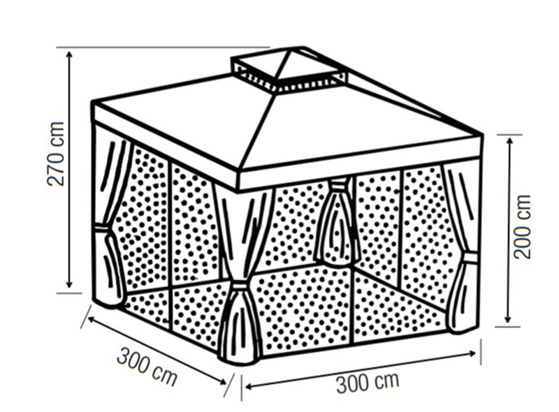 Puutarhakatos Cello Korsika 3x3m harmaa