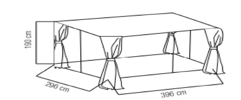 Sivuseinät Cello Verona 3x4m harmaa
