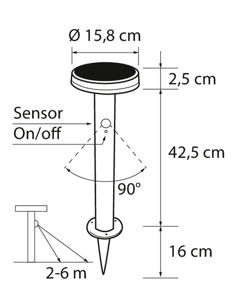 Pihavalaisin Airam Solar alan 45cm harmaa 4000K