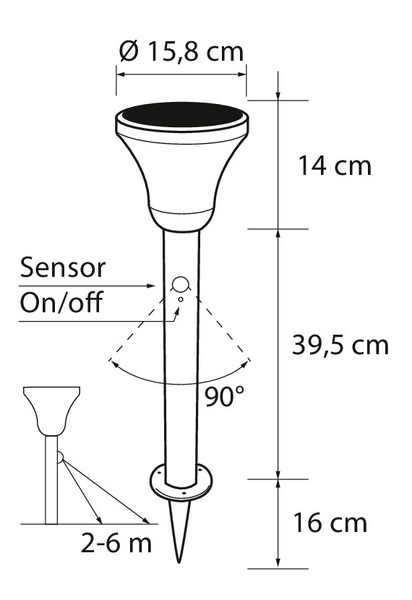 Pihavalaisin Airam Solar alex 53cm harmaa 4000K