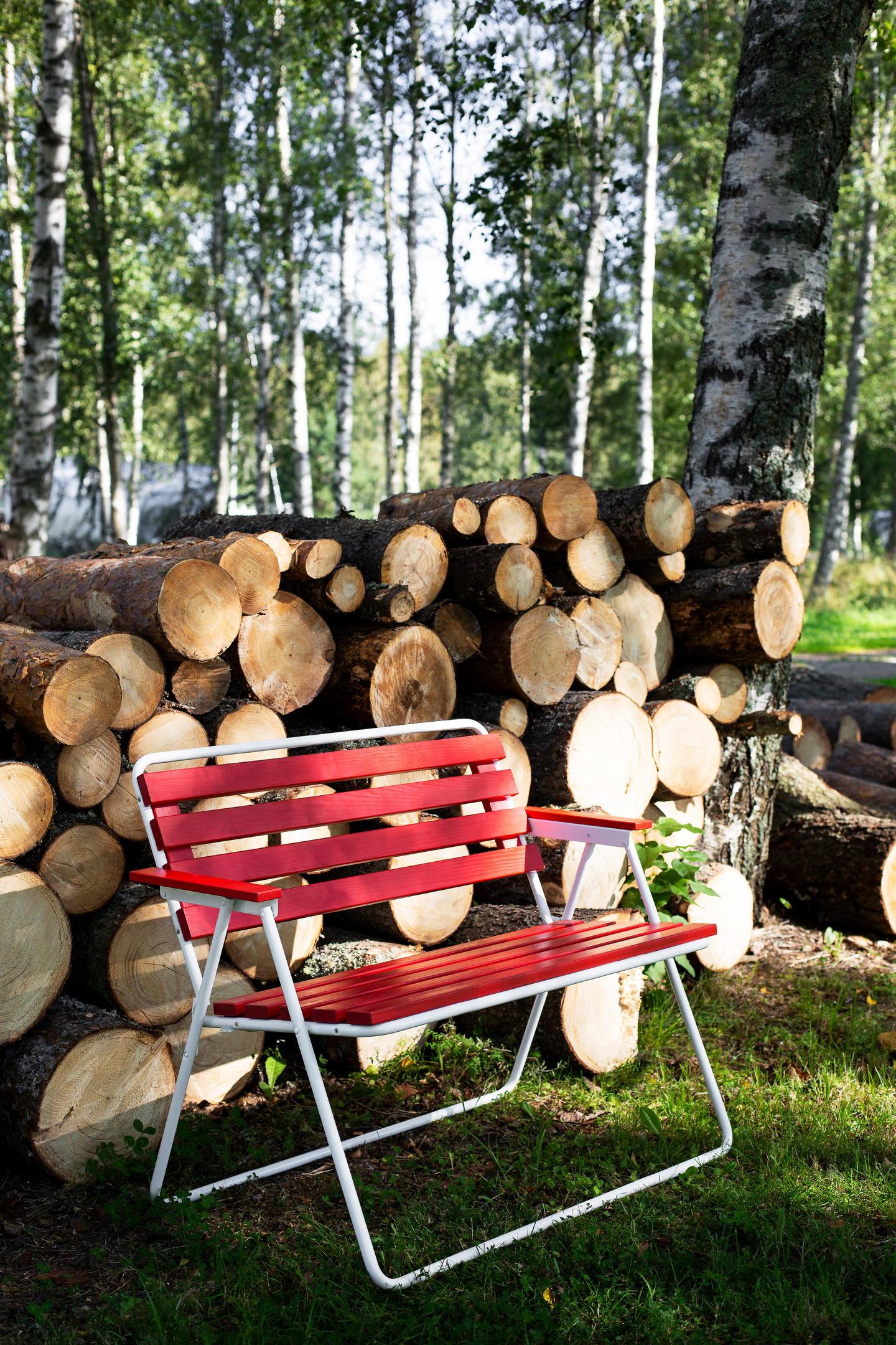 Taittopenkki Varax Retro puna/valkoinen