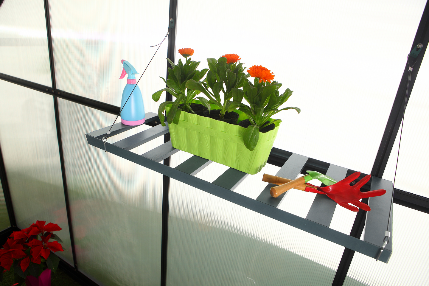 Kasvihuonehylly Goodiy 120x38cm harmaa