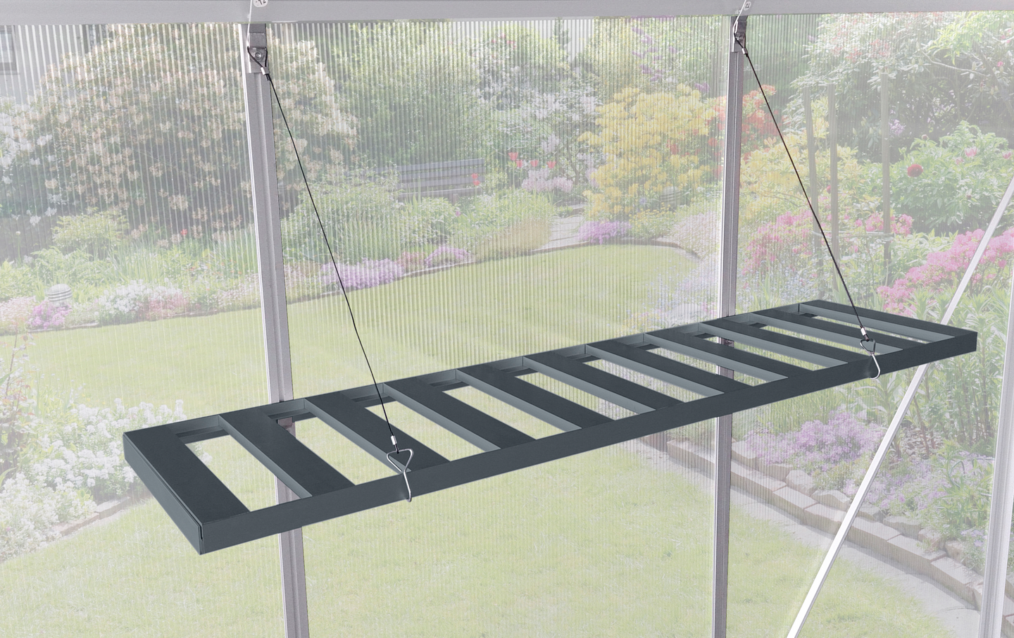 Kasvihuonehylly Goodiy 120x38cm harmaa