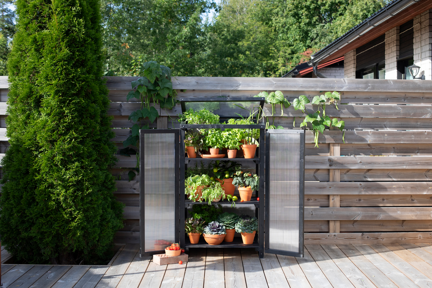 Parvekekasvihuone 122x68x50cm musta