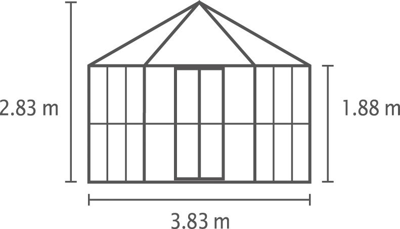 Kasvihuone Vitavia Hera 9000 karkaistu lasi kennolevy mustalla alu, sokkelilla