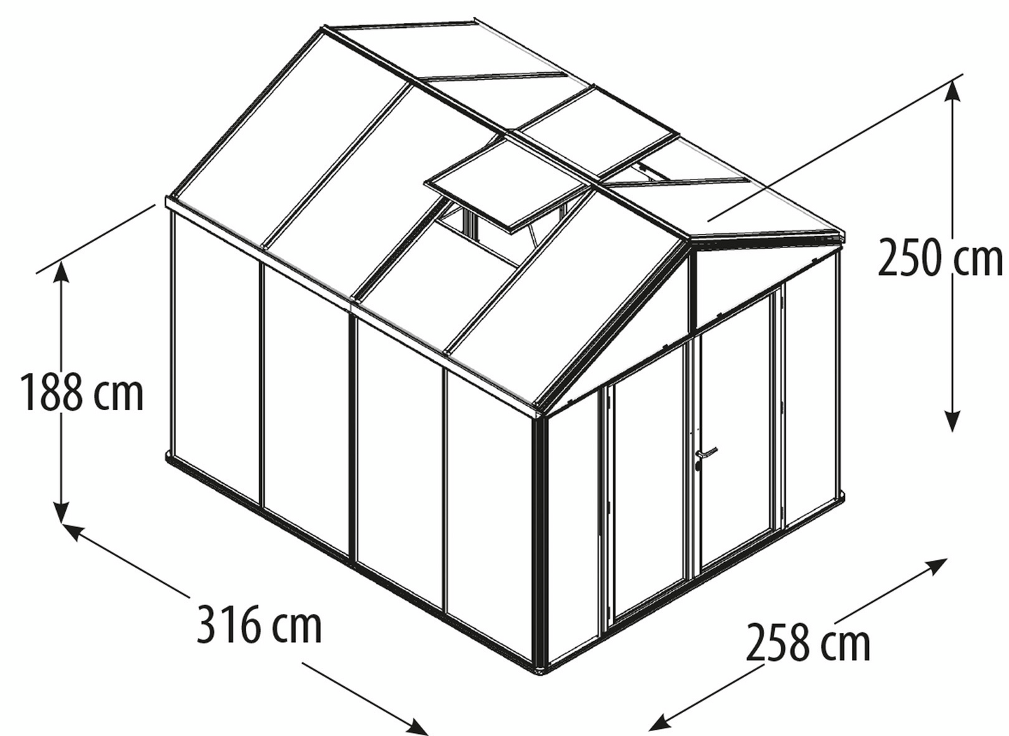 Kasvihuone Vitavia Sirius 13000 karkaistu lasi mustalla alumiinirungolla -  K-Rauta