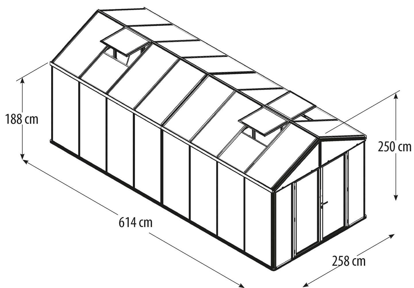Kasvihuone Vitavia Poseidon 15700 karkaistu lasi kennolevy