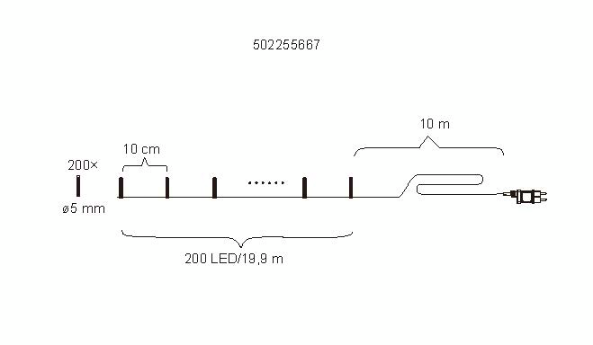 Valosarja Cello kirkas IP44 200 led