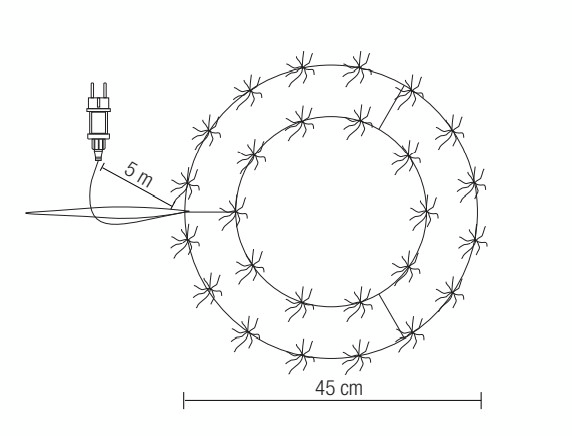 Valokranssi Cello 208 led champagne 45cm
