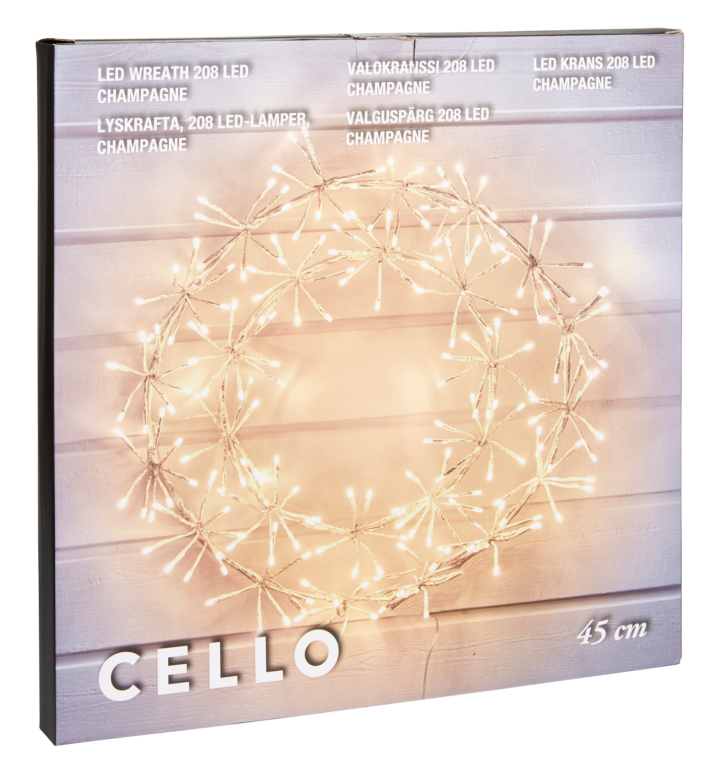 Valokranssi Cello 208 led champagne 45cm