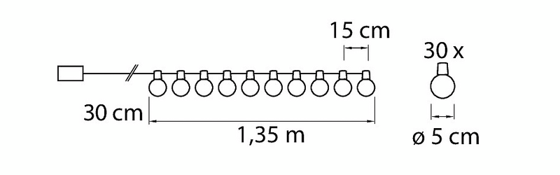 Lamppusarja Airam Dome 10led 1,35m