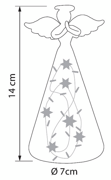 Lasinen led-enkeli Airam Alys 14cm