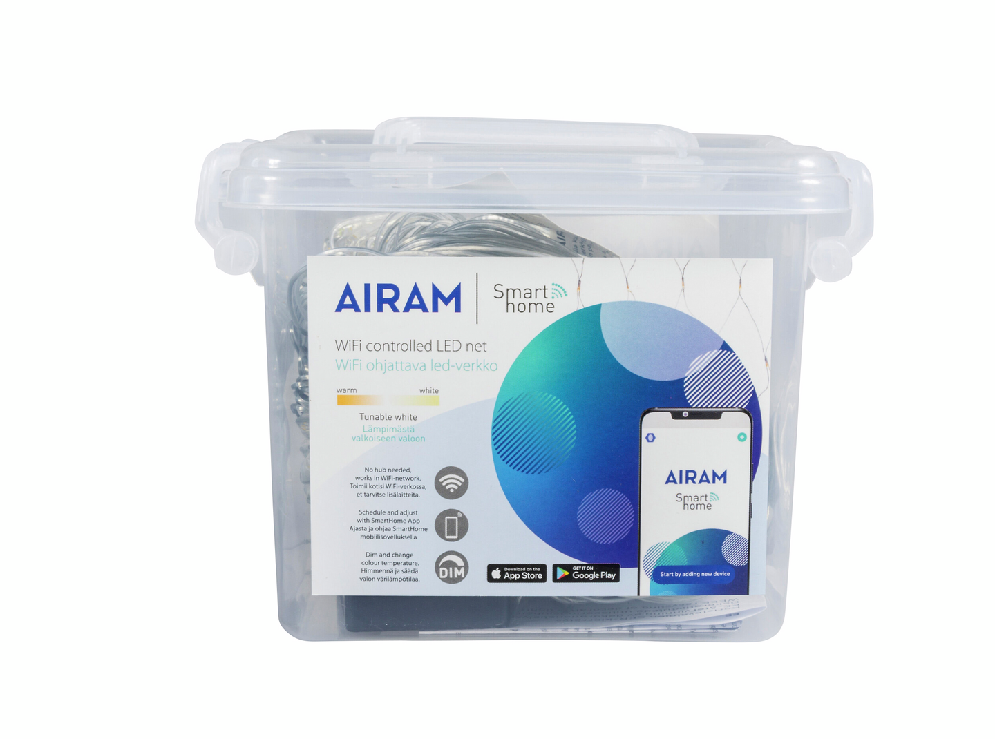 Valoverkko Airam SmartHome 2x2m 160 lediä lämmin/kirkas valkoinen