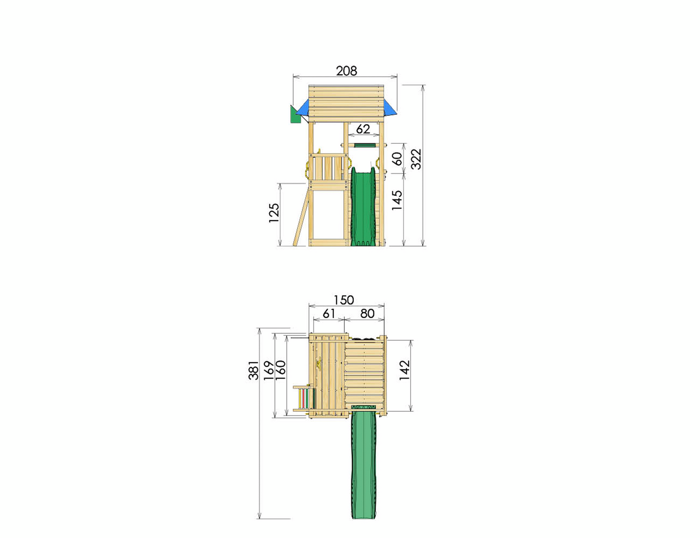 Leikkitorni+liukumäki Jungle Gym Barn