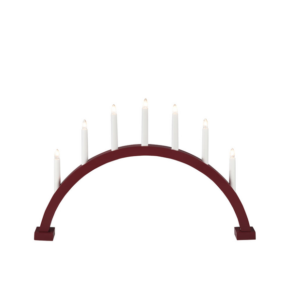 LJUSSTAKE KONSTSMIDE BÅGE 7LJUS RÖD