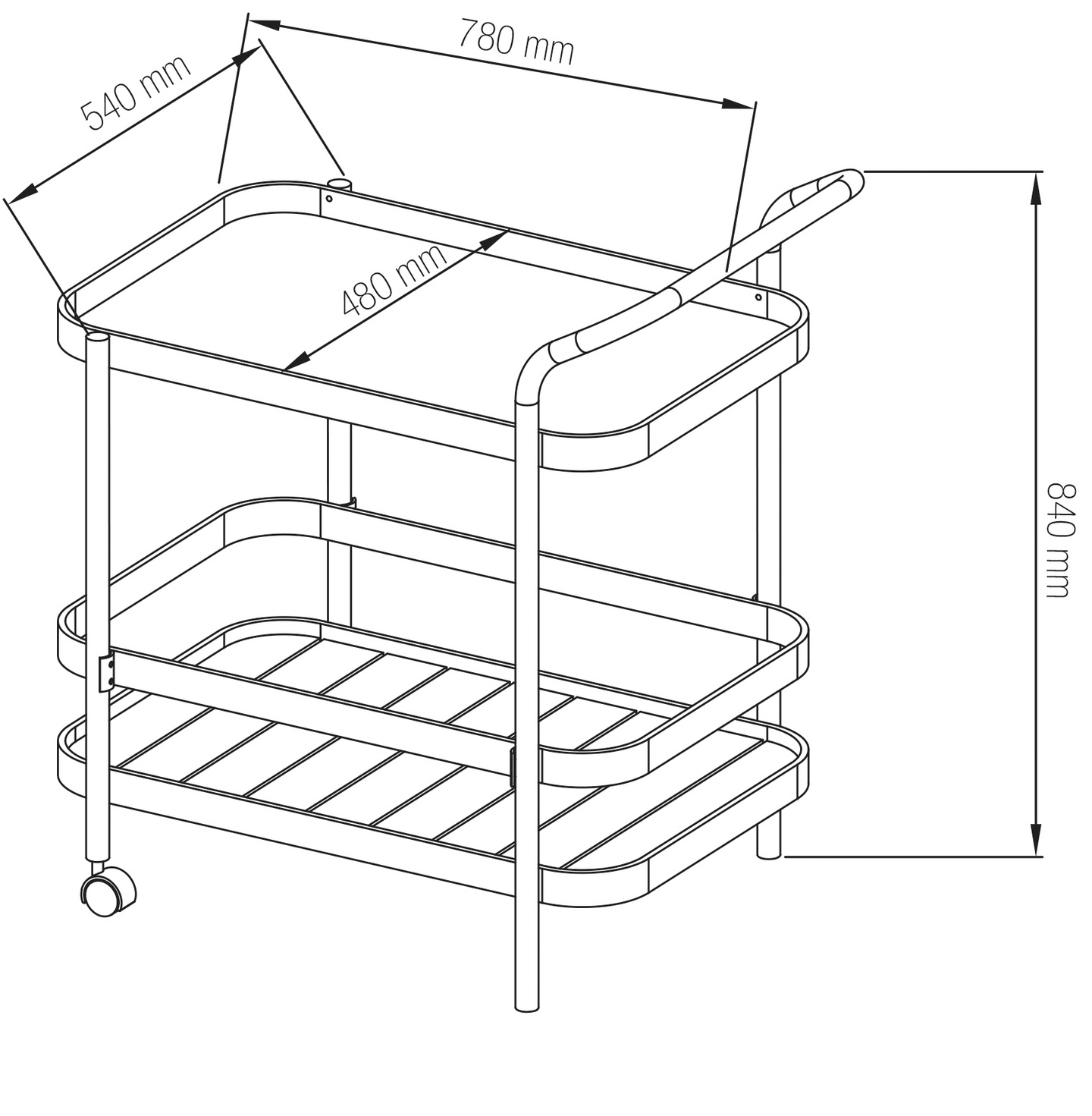 Tarjoiluvaunu Cello Trolley  78x48x84cm