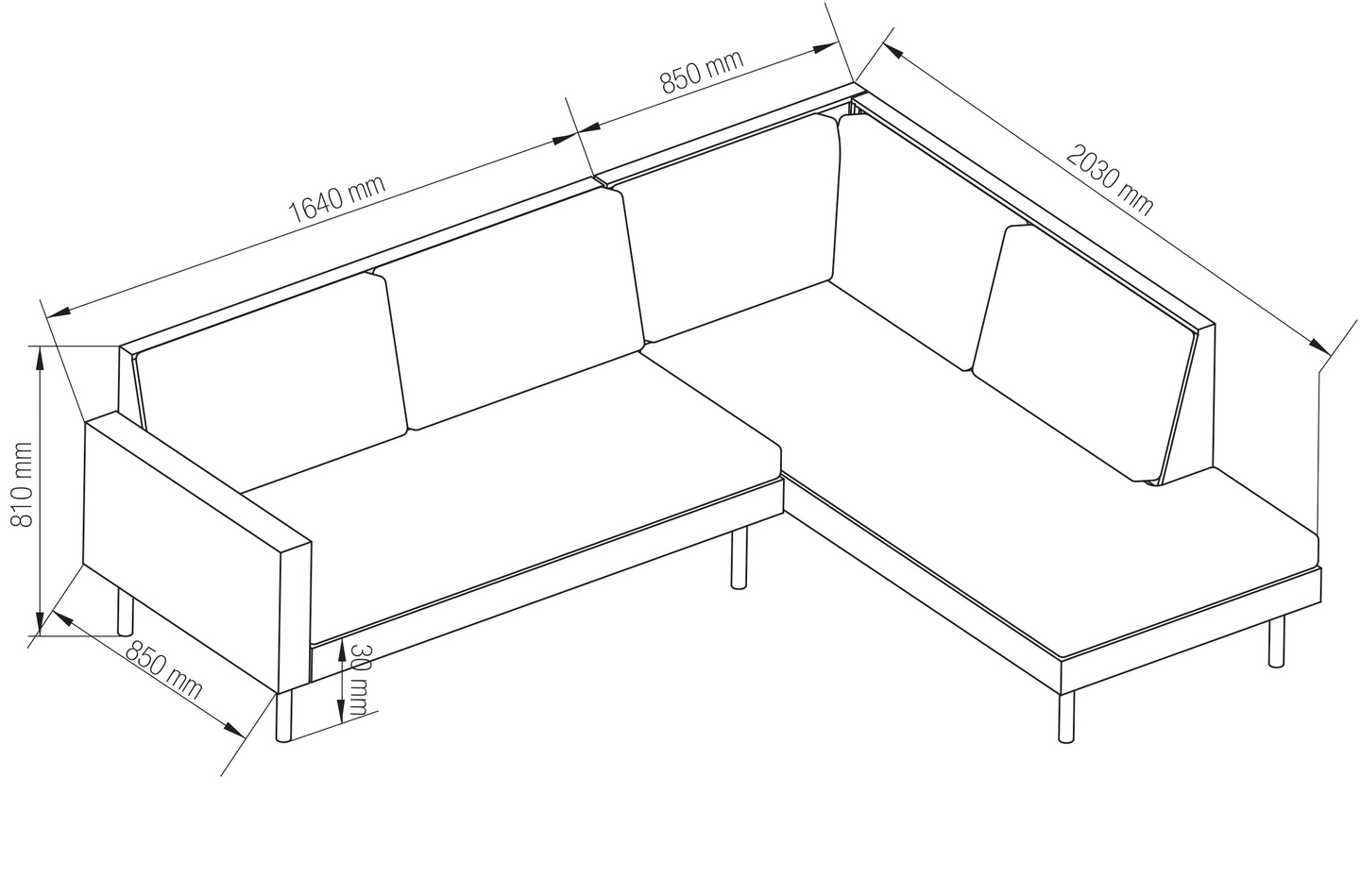 Avokulmasohva Cello Lounge 3+2h