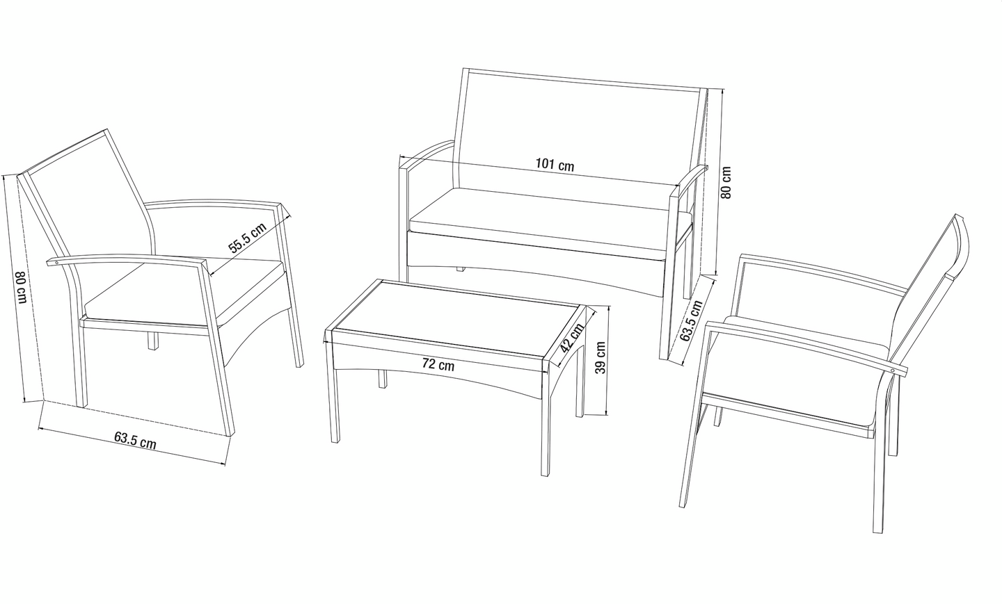 Sohvasetti Cello Garden 4-osaa