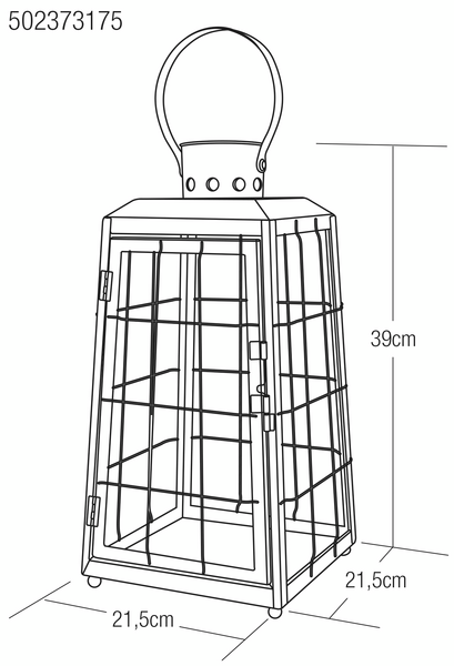 Lyhty Cello Cindy musta 39cm