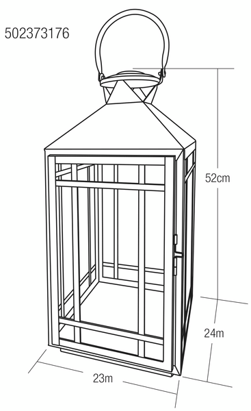 Lyhty Cello Meghan mattamusta 52cm