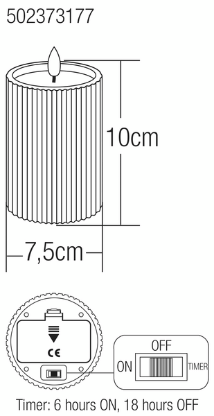 Led-vahakynttilä Cello Vekki 10cm valkoinen